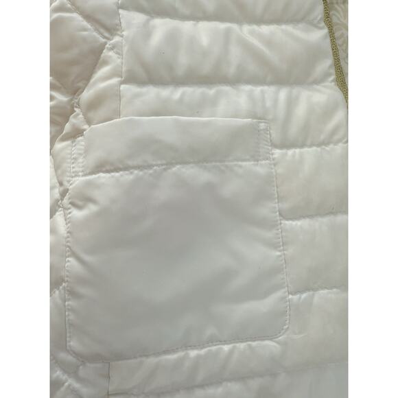 Lilly Pulitzer Reversible Down Jacket XS Cream Gold Zip Puffer Quilted Jacket - Picture 14 of 16